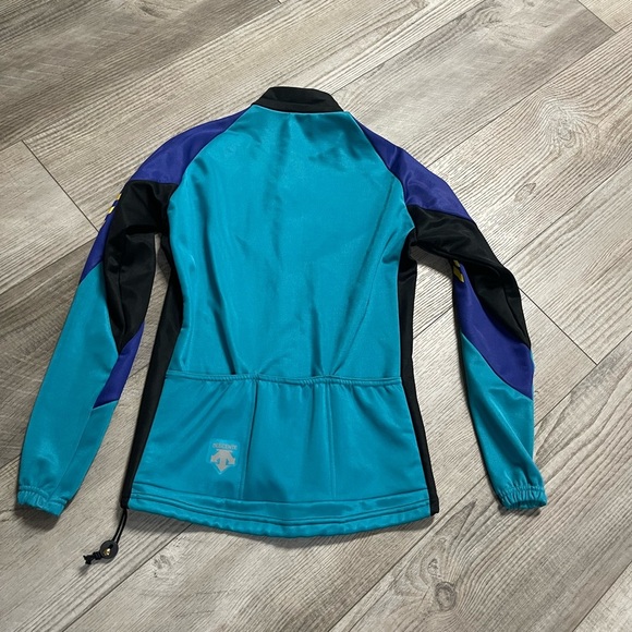 Vintage Descente Cycling reflective bicycle jacket full zip black teal purple m - Picture 8 of 8